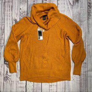 Design History Knit Cowl Neck Sweater - Burnt Orange Size Medium